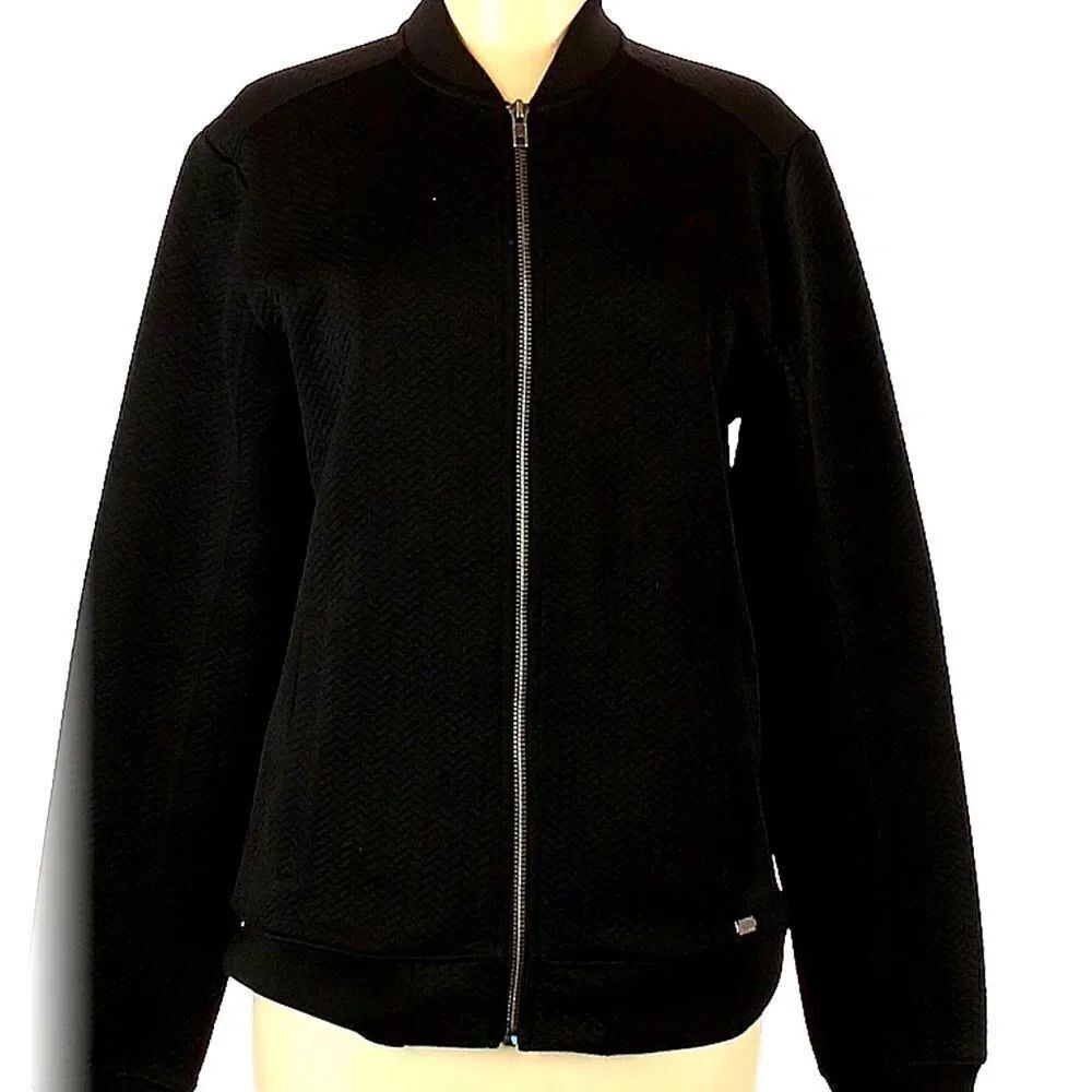 Guess medium black zip up jacket coat - Picture 2 of 5